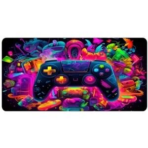 Vibrant Neon Gaming Controller Desk Mat‎ XL Extended Large Mousepad